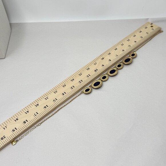 Monet Georgian Collet‎ Necklace Blue Faceted Anna Wintour Gold-Tone Marked - Picture 8 of 8